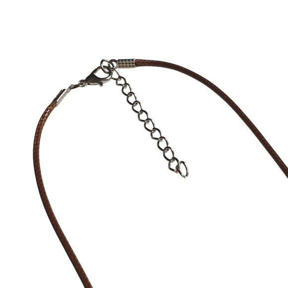 Natural Pyrite Stone Pendant Brown Cord Necklace Earth Bling Gift Jewelry - Picture 2 of 5